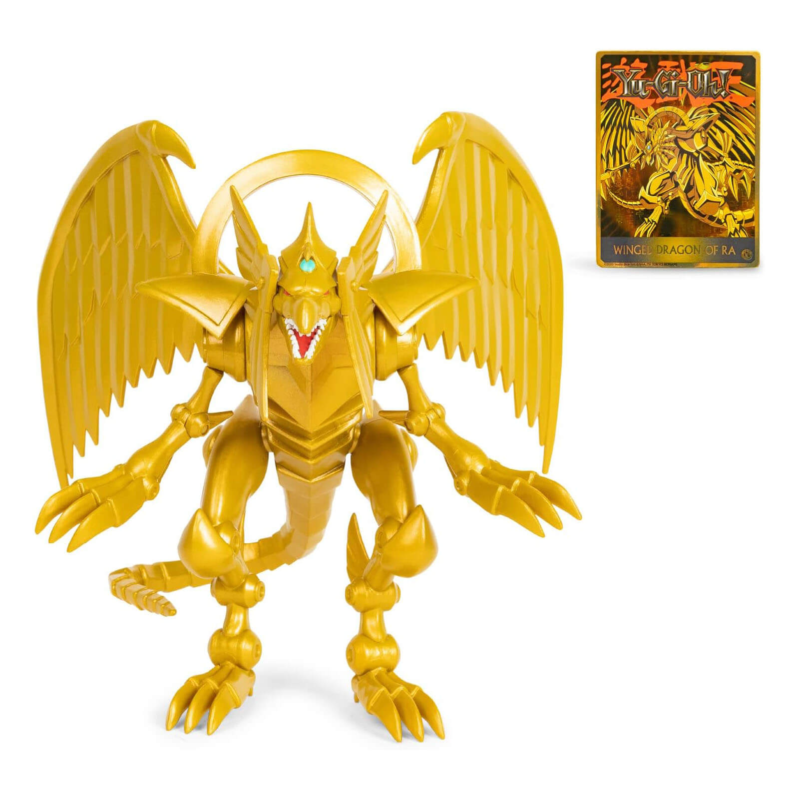 Figura El Dragón Alado de Ra de Yu-Gi-Oh! de PhatMojo con carta exclusiva de colección.