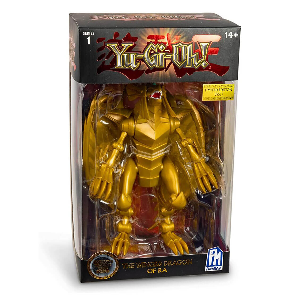 Caja original de la figura El Dragón Alado de Ra de Yu-Gi-Oh! de PhatMojo edición limitada.
